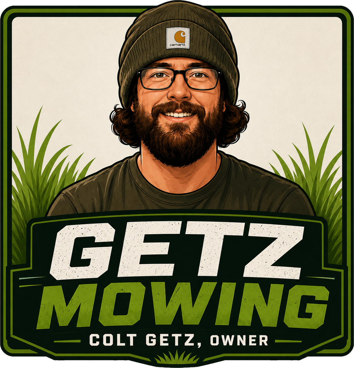 Getz Mowing logo featuring Colt Getz, Owner